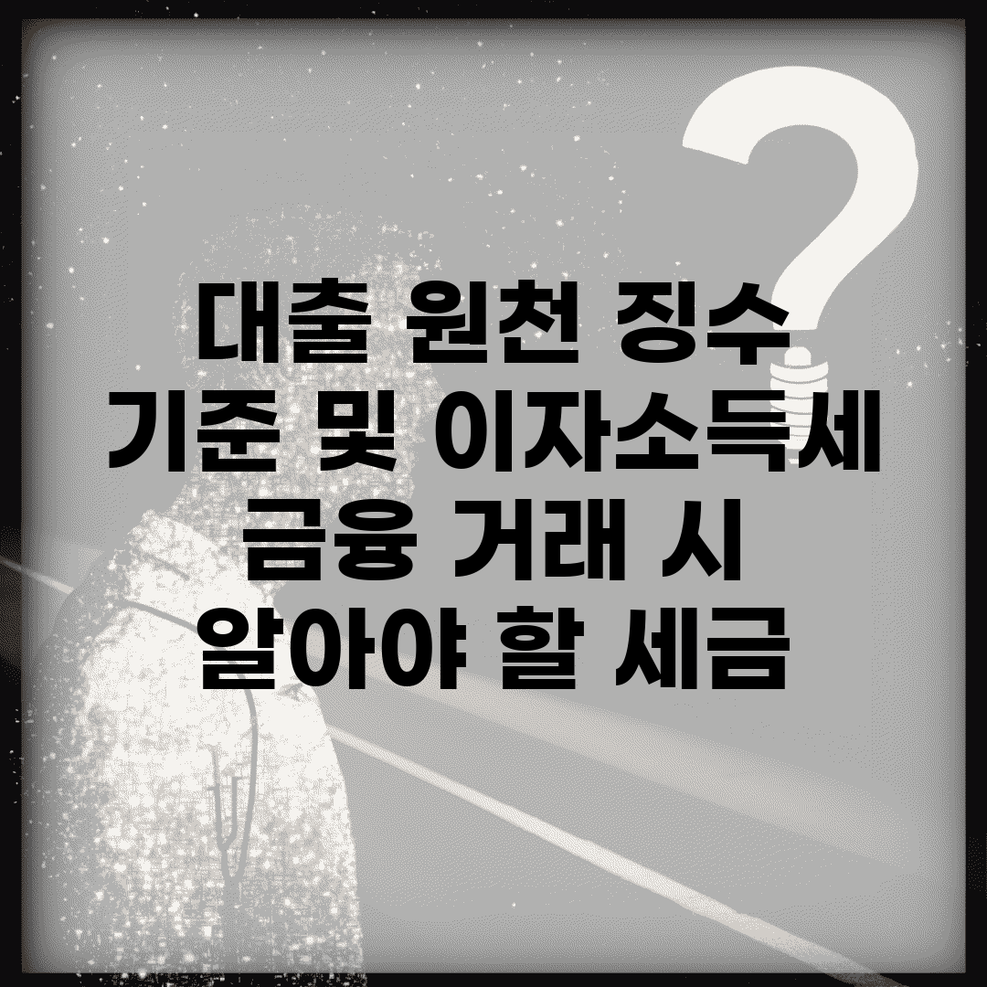 대출 원천 징수 기준 및 이자소득세 | 금융 거래 시 알아야 할 세금