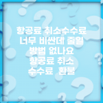 항공료 취소수수료 너무 비싼데 줄일 방법 없나요 | 항공료 취소 | 수수료 | 환불