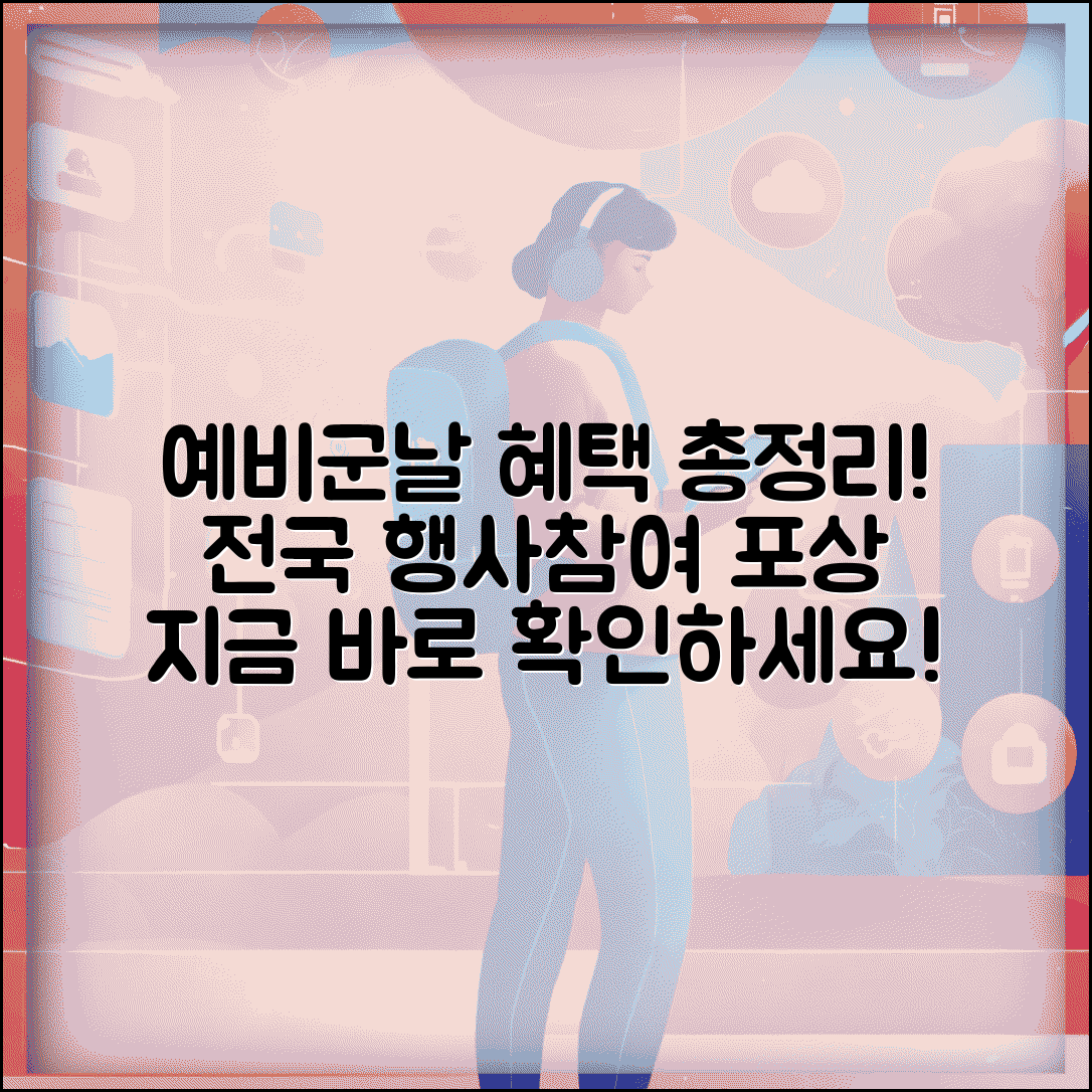 예비군의 날 행사 및 혜택 | 전국 예비군의 날 기념행사 | 참여 혜택 및 포상 | 지역별 행사 일정