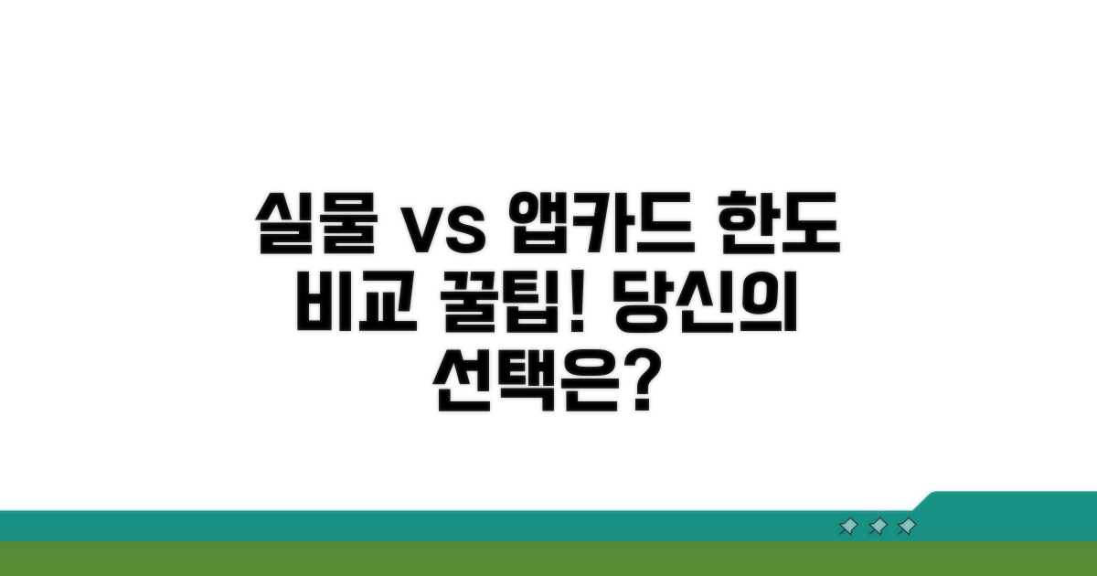 실물카드 vs 앱카드 한도 비교