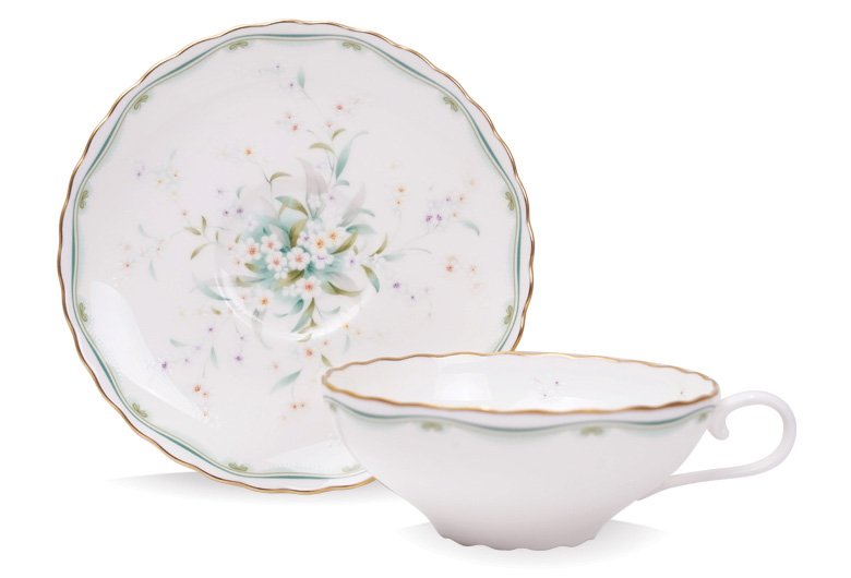 노리다케 그린플라워 티잔 + 받침 세트 4416, 혼합색상, 2세트 상세 이미지 2