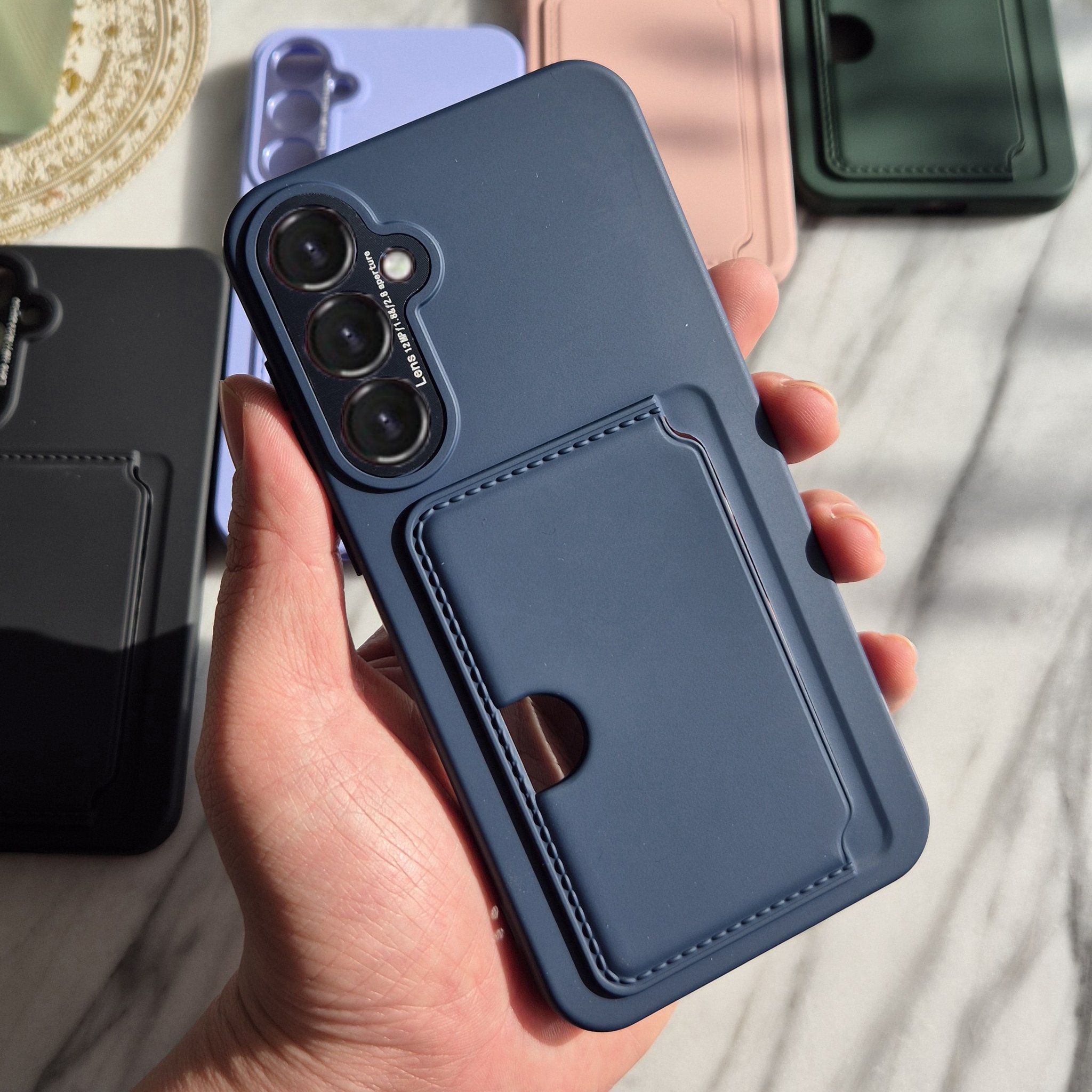 카드 케이스 범퍼 하드 지갑 수납 2장 슬림 풀커버 카메라보호 네이비, 갤럭시S26 상세 이미지 1