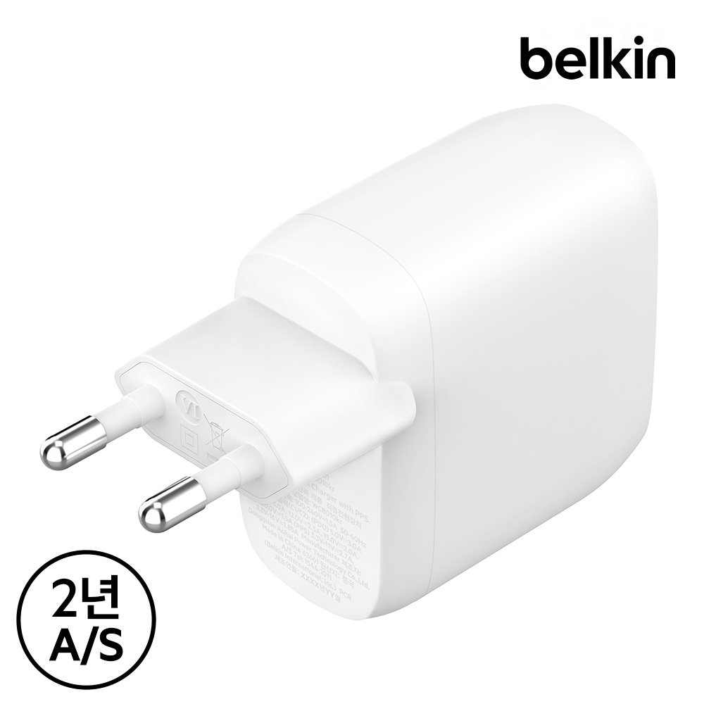 벨킨 60W 듀얼 C타입 PD 3.1 PPS 고속 충전기 WCB010kr 아이폰17 16 15 14 13 갤럭시 S26 S25 아이패드 프로 M4 갤럭시탭 호환 태블릿 충전 상세 이미지 2