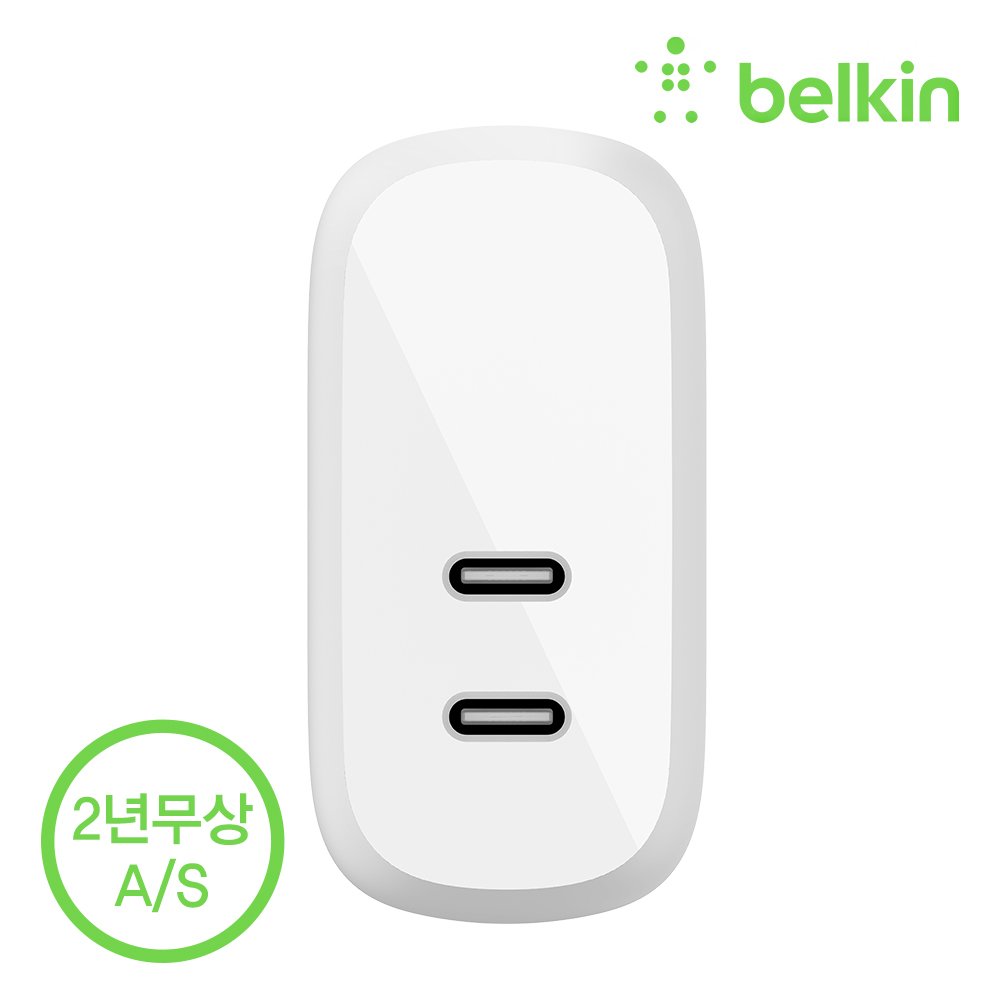 벨킨 부스트업 40W 듀얼 USB C타입 PD 3.0 고속 충전기 2포트 WCB006 아이폰17 16 15 14 13 12 갤럭시 S26 S25 아이패드 호환 상세 이미지 2