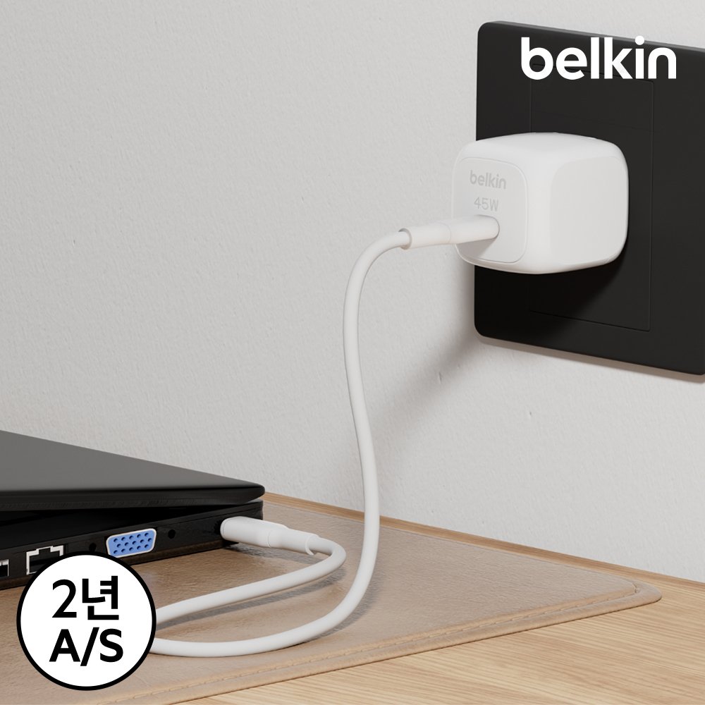 벨킨 45W C타입 PD 3.2 PPS 초소형 고속 충전기 WCA013kr 갤럭시 S26 S25 아이폰 17 16 아이패드 호환 상세 이미지 1