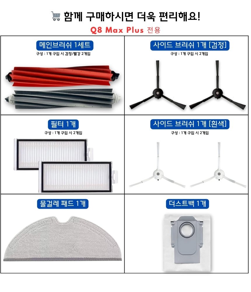 [호환] 로보락 Q8 Max Plus 소모품 메인브러쉬 1세트 상세 이미지 2