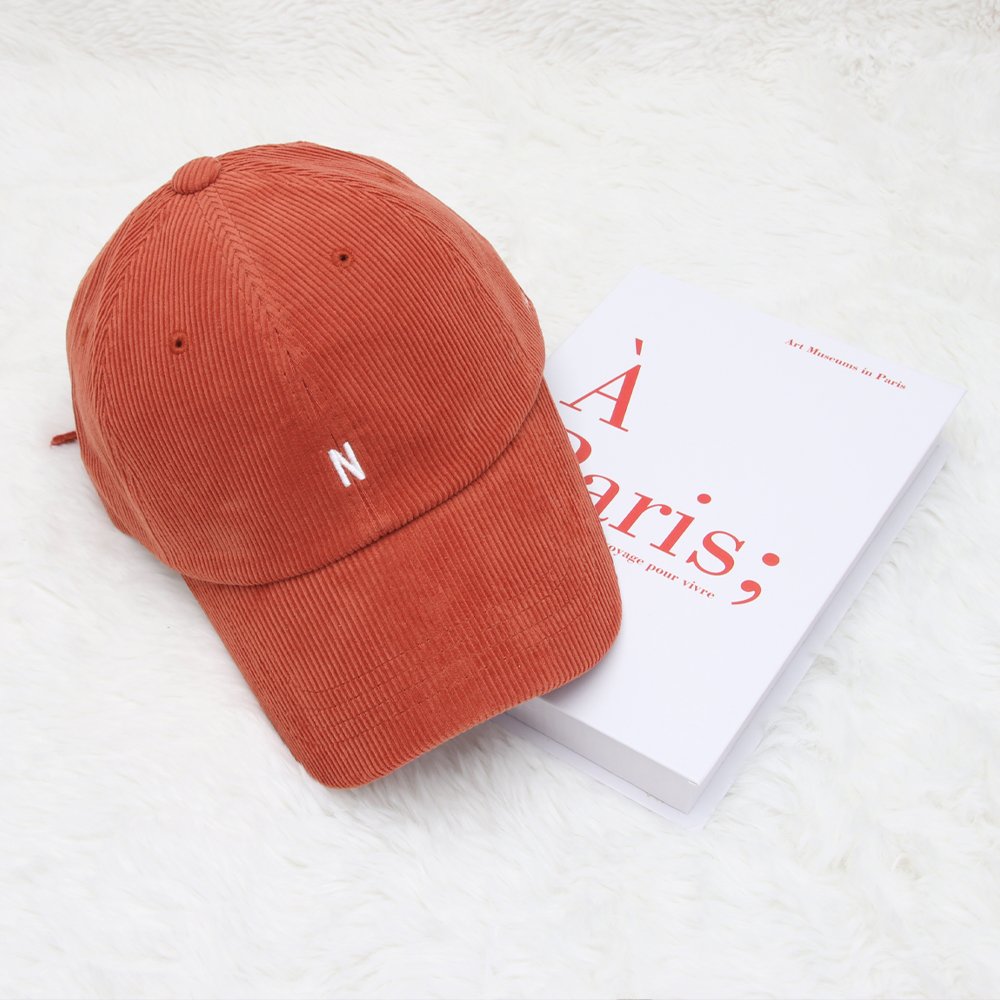 국내제작 1987 알파벳 레터링 자수 골덴 캡 볼캡 남녀공용 가을 겨울 코듀로이 모자 상세 이미지 1