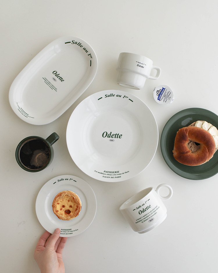 오데뜨 그린 레터링 플레이트 브런치 샐러드 디저트접시 (CMD0005) 상세 이미지 1