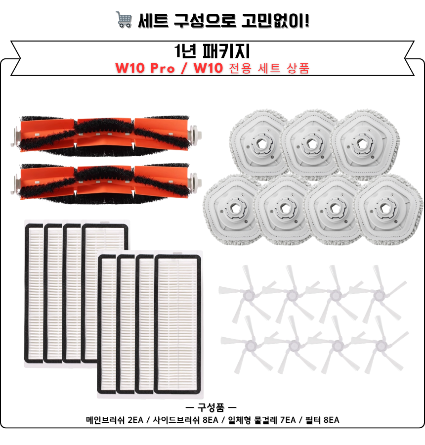 [호환] 샤오미 드리미 W10 Pro 소모품 물걸레 일체형 2EA 상세 이미지 2