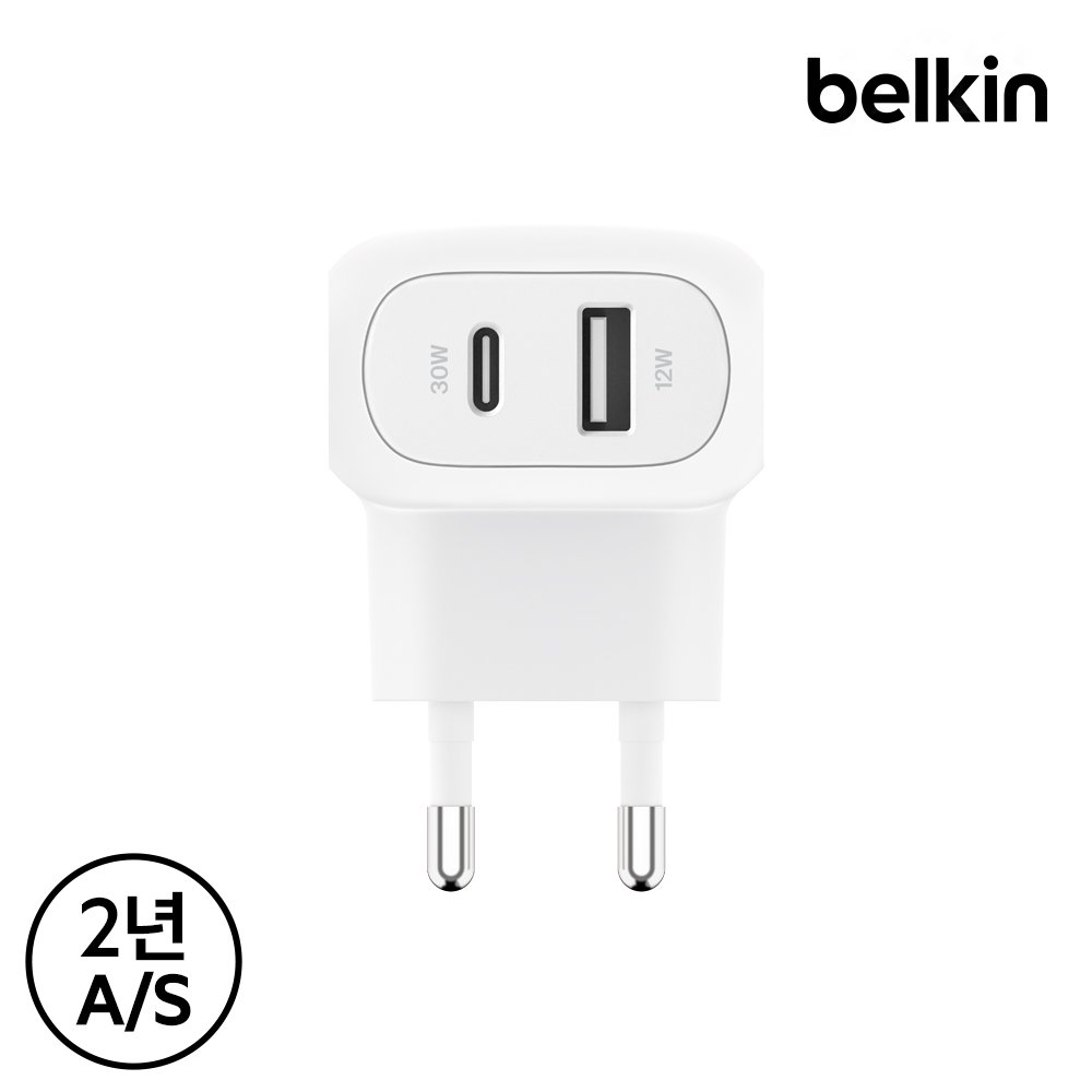 벨킨 42W USB C타입 PD PPS 듀얼 가정용 고속 충전기 WCB009kr 아이폰17 16 15 갤럭시 S26 S25 S24 아이패드 호환 상세 이미지 1
