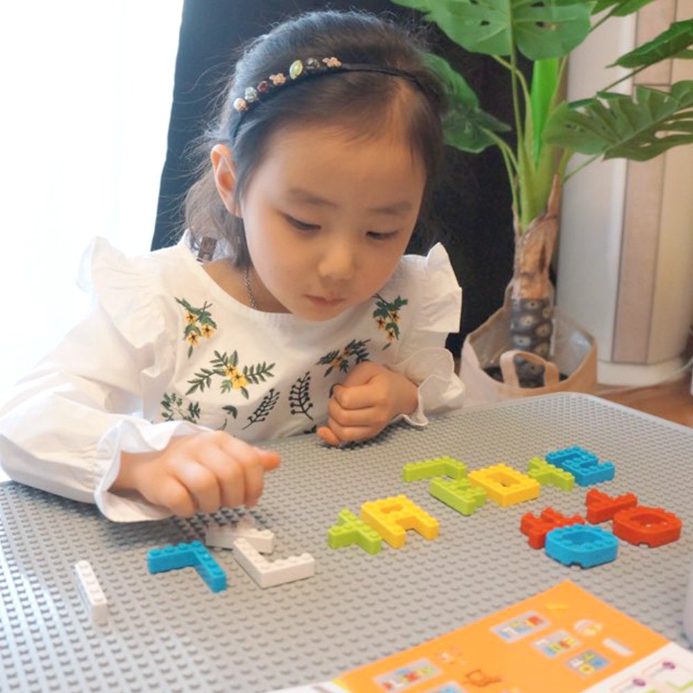 글자블럭+블럭테이블 풀패키지 395pcs  한글공부 영어 숫자 교구 레고호환 상세 이미지 1