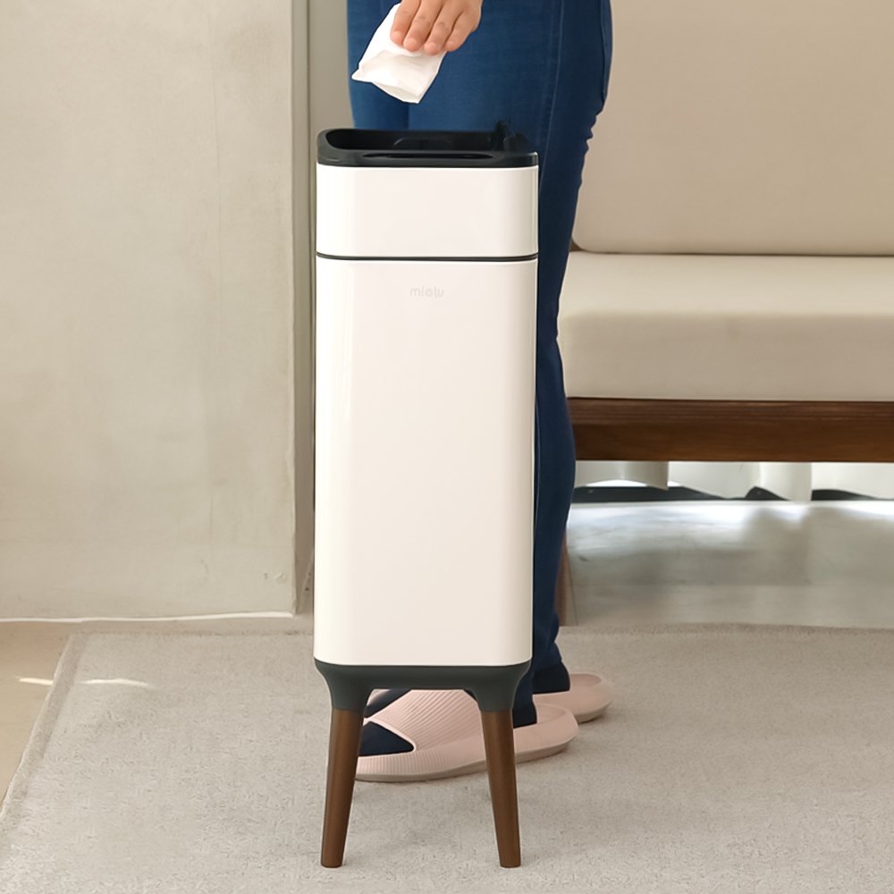 [모던] 미엘루 센서 휴지통 스마트 주방 기저귀 쓰레기통 O에디션 / 20L, 아이보리 상세 이미지 1