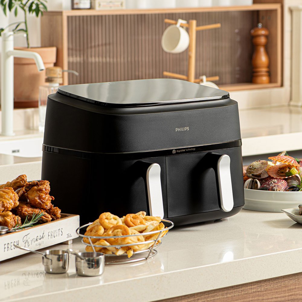 필립스 3000시리즈 듀얼바스켓 에어프라이어 9L NA351/00 블랙 + 동원 치킨&핫도그 증정 상세 이미지 2