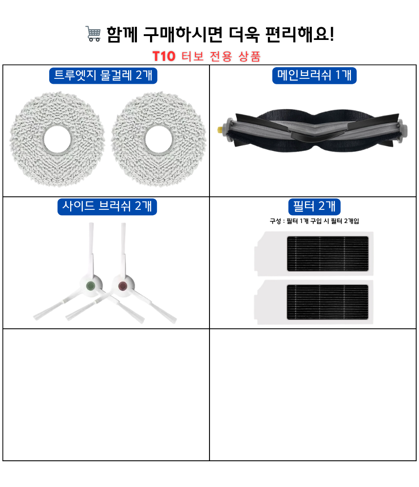 [호환] 에코백스 T10 터보 소모품 사이드브러쉬 2EA 상세 이미지 1