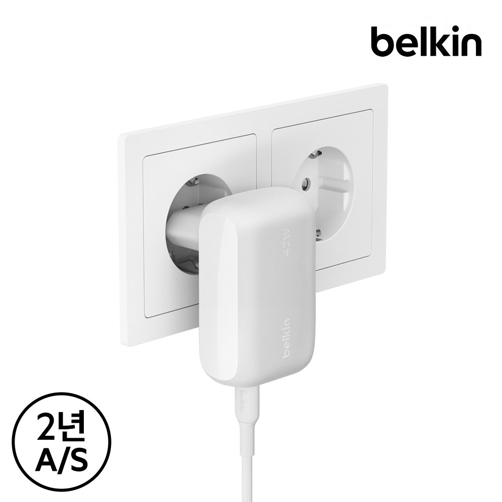 벨킨 42W USB C타입 PD PPS 듀얼 가정용 고속 충전기 WCB009kr 아이폰17 16 15 갤럭시 S26 S25 S24 아이패드 호환 상세 이미지 2