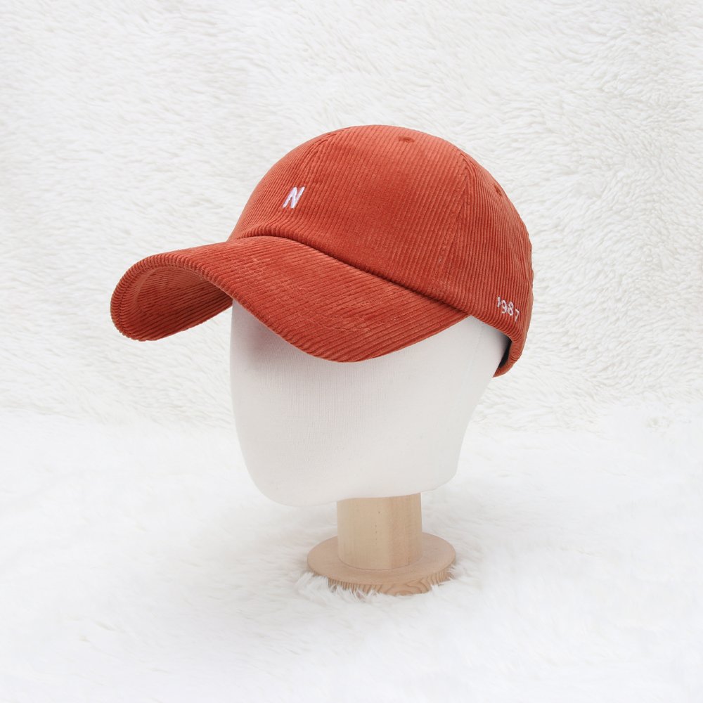 국내제작 1987 알파벳 레터링 자수 골덴 캡 볼캡 남녀공용 가을 겨울 코듀로이 모자 상세 이미지 1