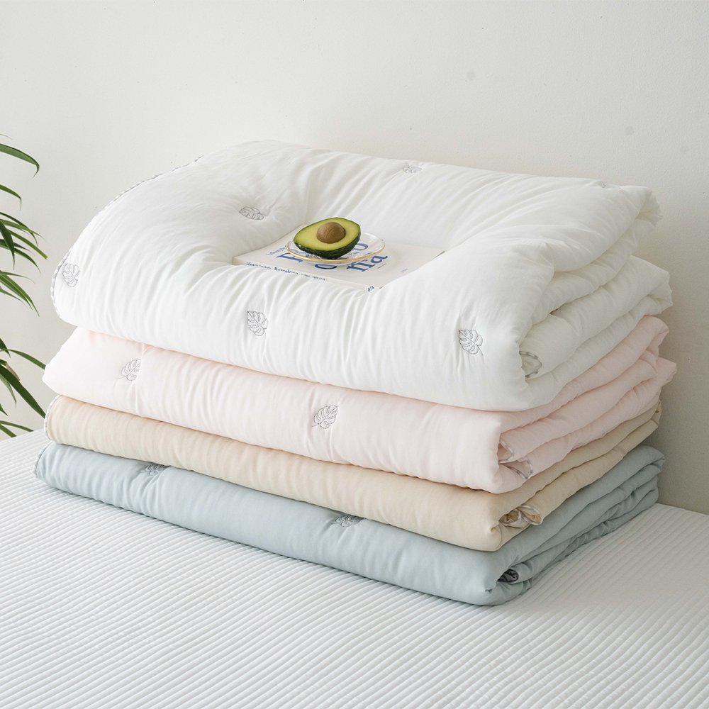 송화침장 여름 냉감 모달 이불 쿨링 리프 자수 스프레드이불 상세 이미지 1