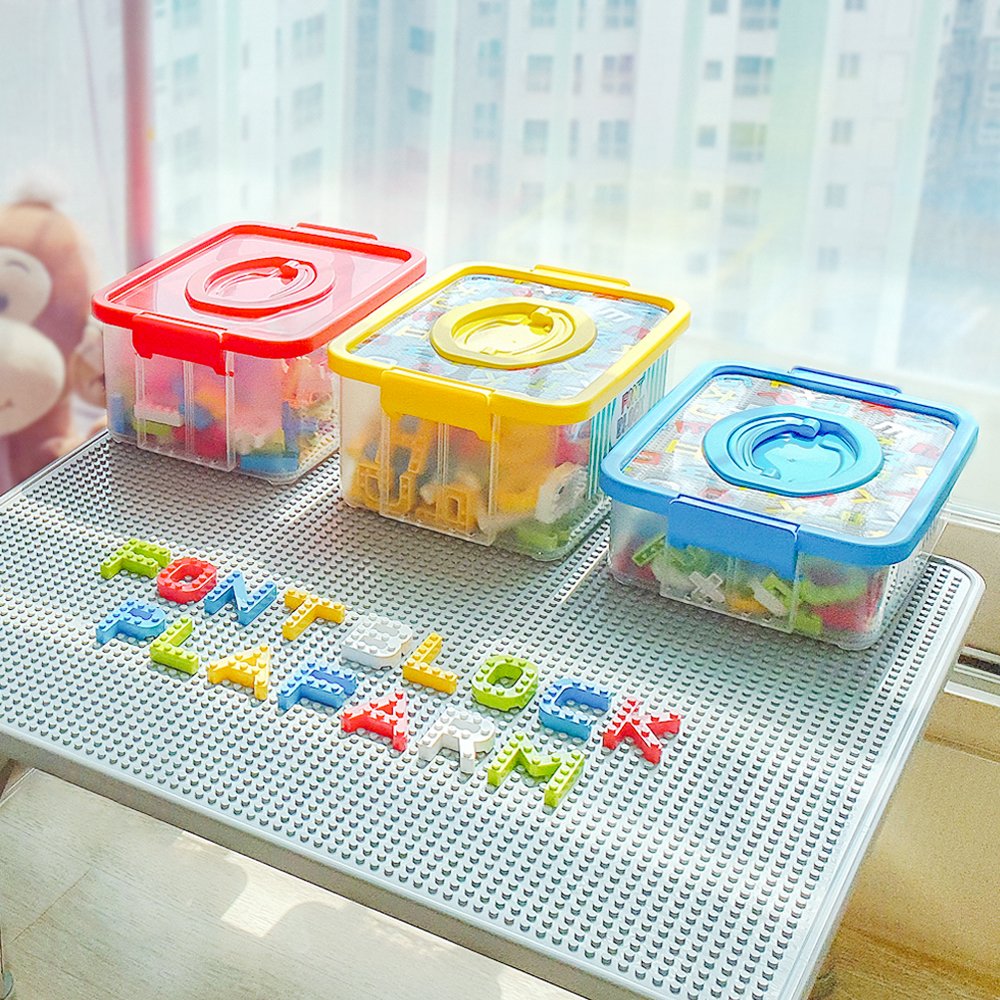 글자블럭+블럭테이블 풀패키지 395pcs  한글공부 영어 숫자 교구 레고호환 상세 이미지 1
