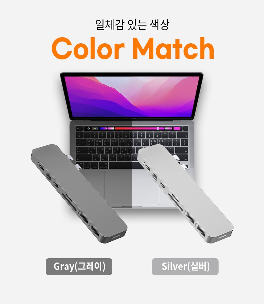 하이퍼드라이브 GN28D 멀티 맥북 에어 프로 hdmi 썬더볼트 USB 일체형 맥북허브 상세 이미지 1