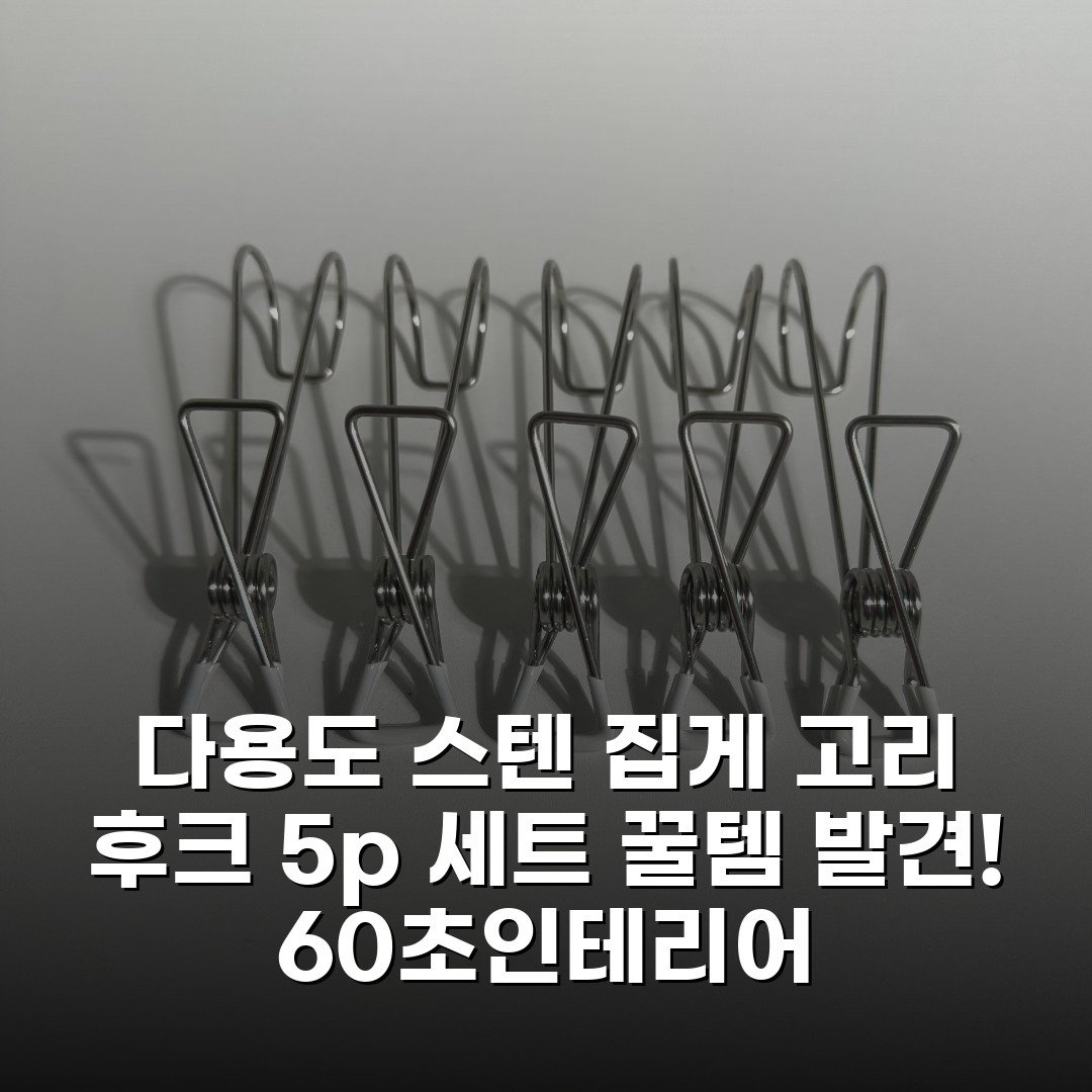 다용도 스텐 집게 고리 후크 5p 세트 꿀템 발견! 60초인테리어